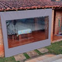 Toldo Cortina Cinza C/ Visor - 2,40m X 2,00m - Kit Completo