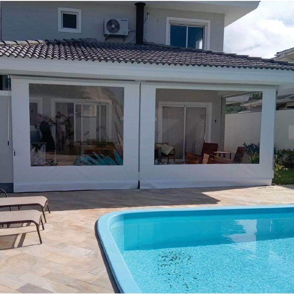 Toldo Cortina Branco C/ Visor - 3,70m X 2,60m - Kit Completo - 4