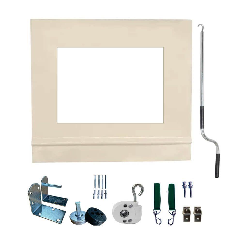 Toldo Cortina Bege C/ Visor - 2,30m X 2,00m - Kit Completo - 1