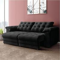 Sofá Retrátil E Reclinável Bipartido 3 Lugares Suede Veludo Coliseu Selmer Preto - 2