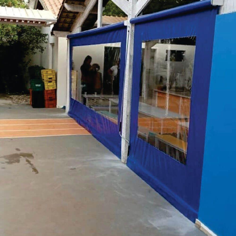 Toldo Cortina Azul C/ Visor - 2,40m X 2,40m - Kit Completo - 2