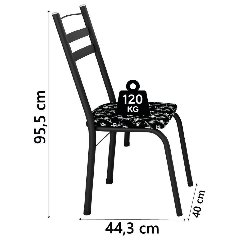 Conjunto Sala De Jantar Mesa Thais Com 4 Cadeiras 0,70m Granito Ocre Preto floral Artefamol - 9