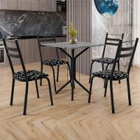 Conjunto Sala De Jantar Mesa Thais Com 4 Cadeiras 0,70m Granito Ocre Preto floral Artefamol - 2