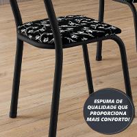 Conjunto Sala De Jantar Mesa Thais Com 4 Cadeiras 0,70m Granito Ocre Preto floral Artefamol - 5