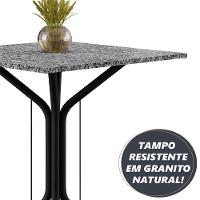 Conjunto Sala De Jantar Mesa Thais Com 4 Cadeiras 0,70m Granito Ocre Preto floral Artefamol - 6