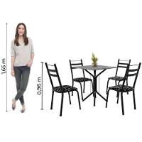 Conjunto Sala De Jantar Mesa Thais Com 4 Cadeiras 0,70m Granito Ocre Preto floral Artefamol - 7