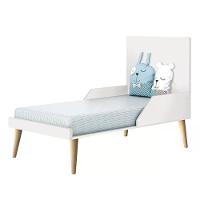 Jogo De Quarto Infantil Berço Branco Fosco Com Pés Madeira Natural - Reller Móveis Branco Fosco - 2