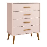 Jogo De Quarto Infantil Isis Guarda Roupa 4 Portas E Cômoda 4 Gavetas Rosa - Reller Móveis Rosa - 3