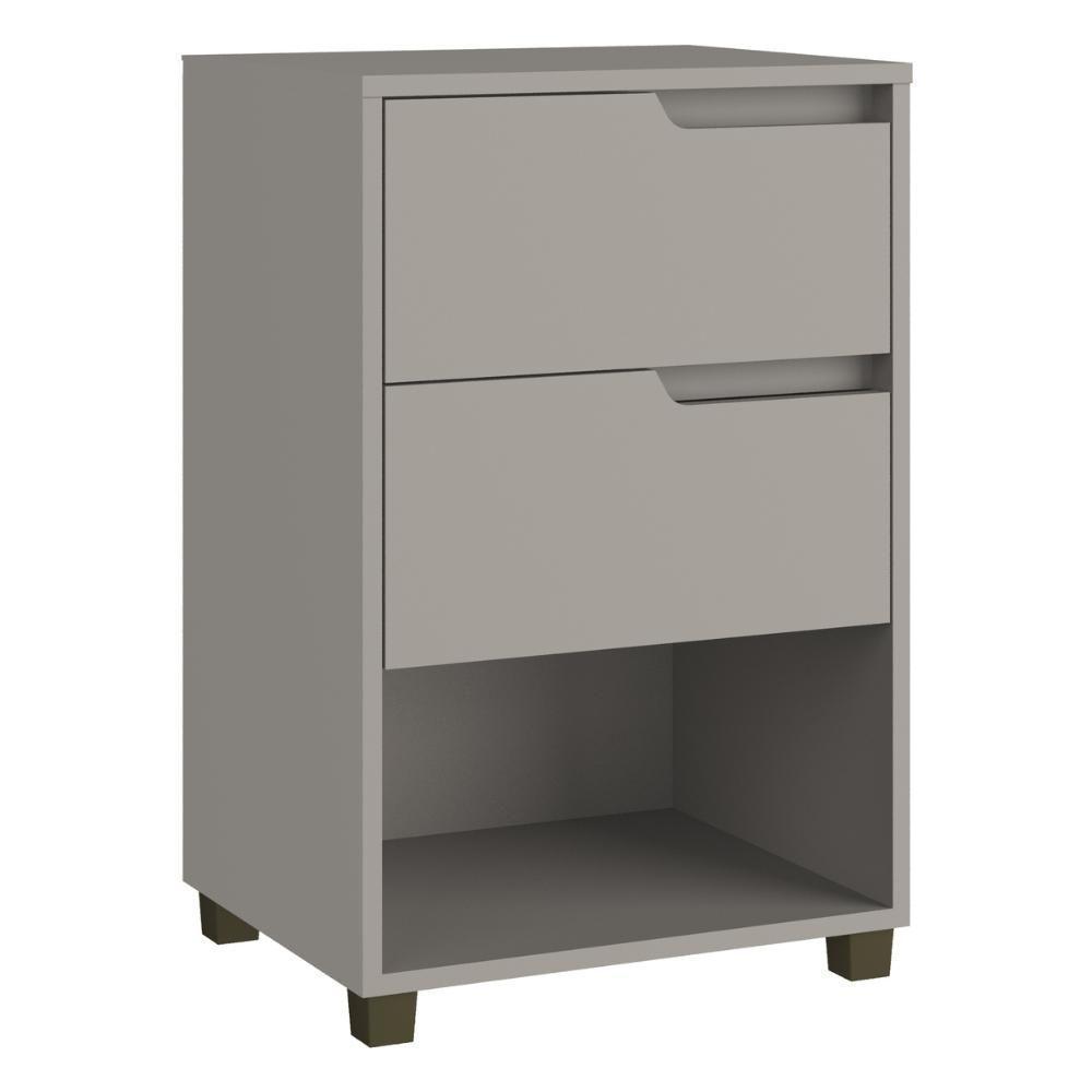 Mesa De Cabeceira 45cm Com 2 Gavetas Multimóveis Cr35244 Cinza - 3