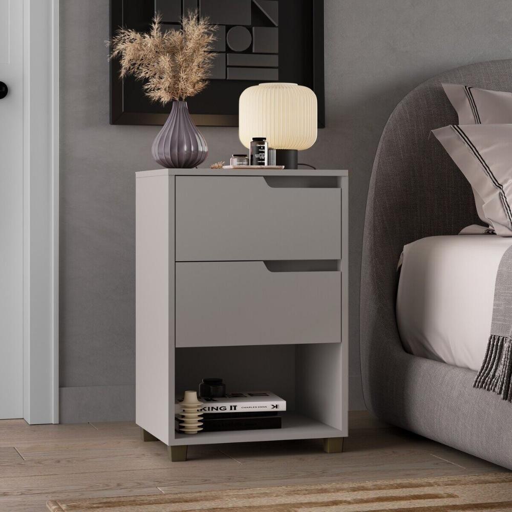 Mesa De Cabeceira 45cm Com 2 Gavetas Multimóveis Cr35244 Cinza - 4