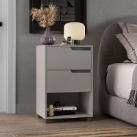 Mesa De Cabeceira 45cm Com 2 Gavetas Multimóveis Cr35244 Cinza