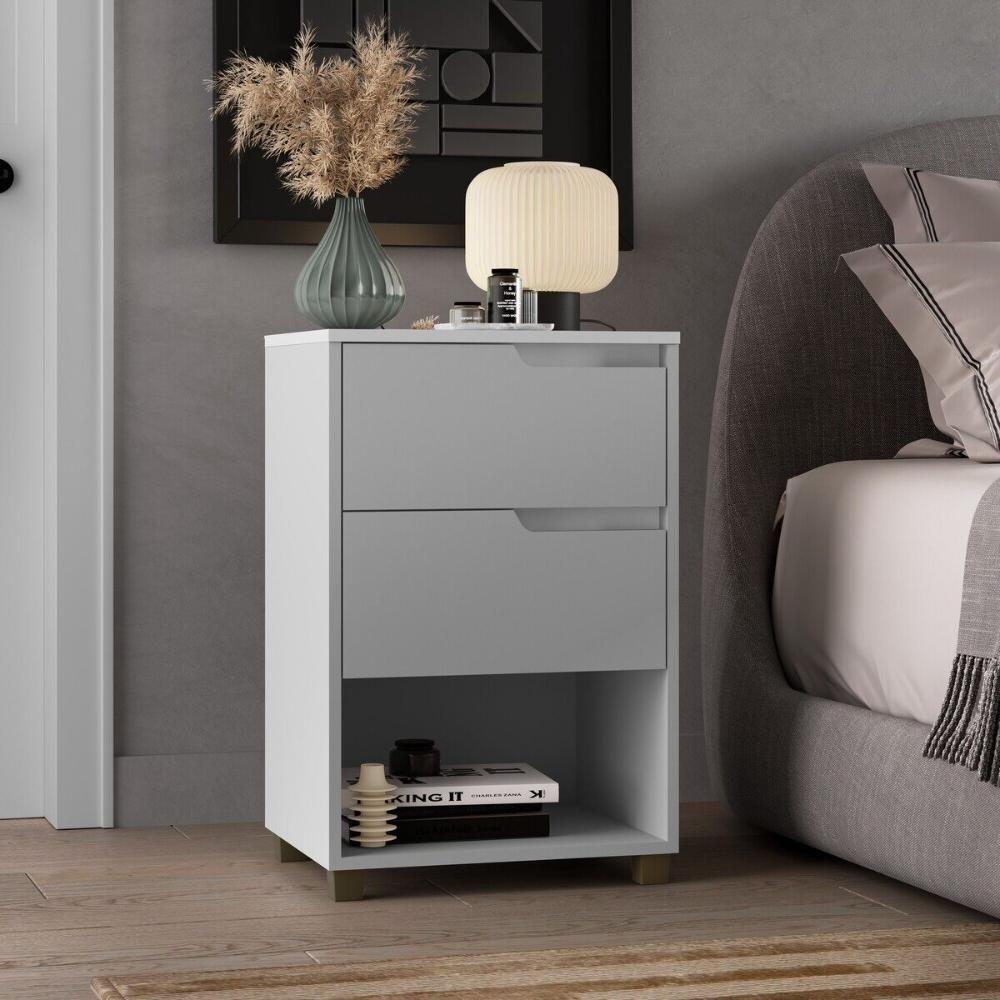 Mesa De Cabeceira 45cm Com 2 Gavetas Multimóveis Cr35244 Branco - 2