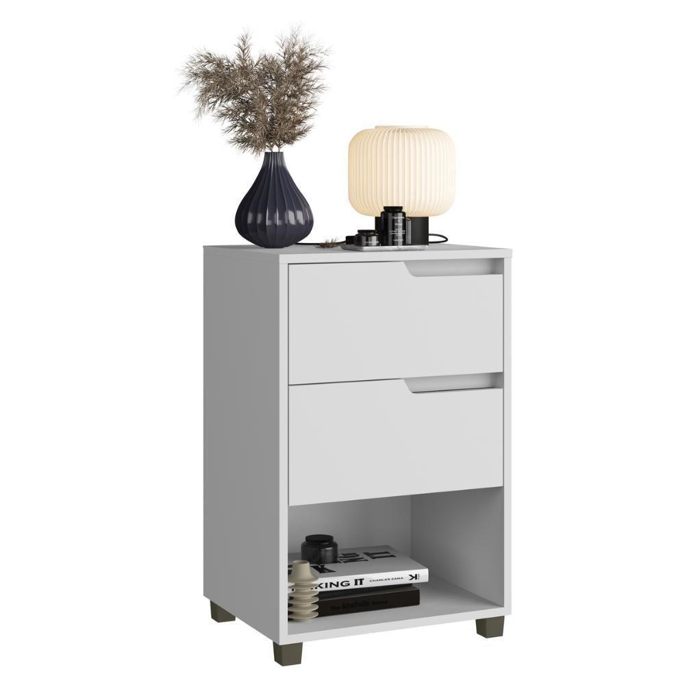 Mesa De Cabeceira 45cm Com 2 Gavetas Multimóveis Cr35244 Branco - 3
