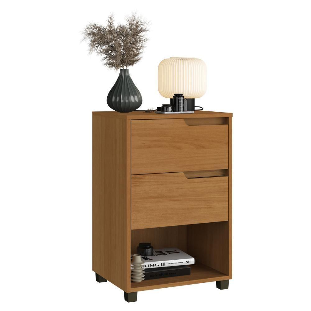 Mesa De Cabeceira 45cm Com 2 Gavetas Multimóveis Cr35244 Nature - 3