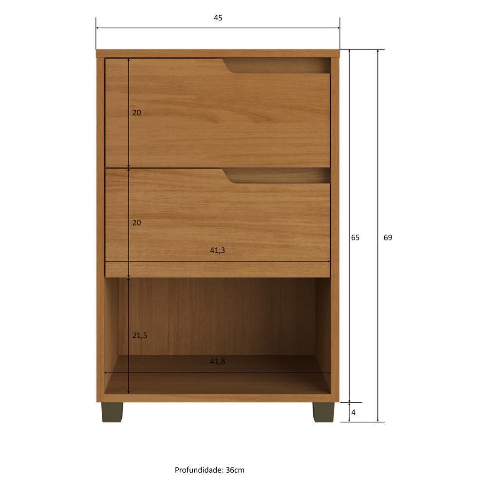 Mesa De Cabeceira 45cm Com 2 Gavetas Multimóveis Cr35244 Nature - 6