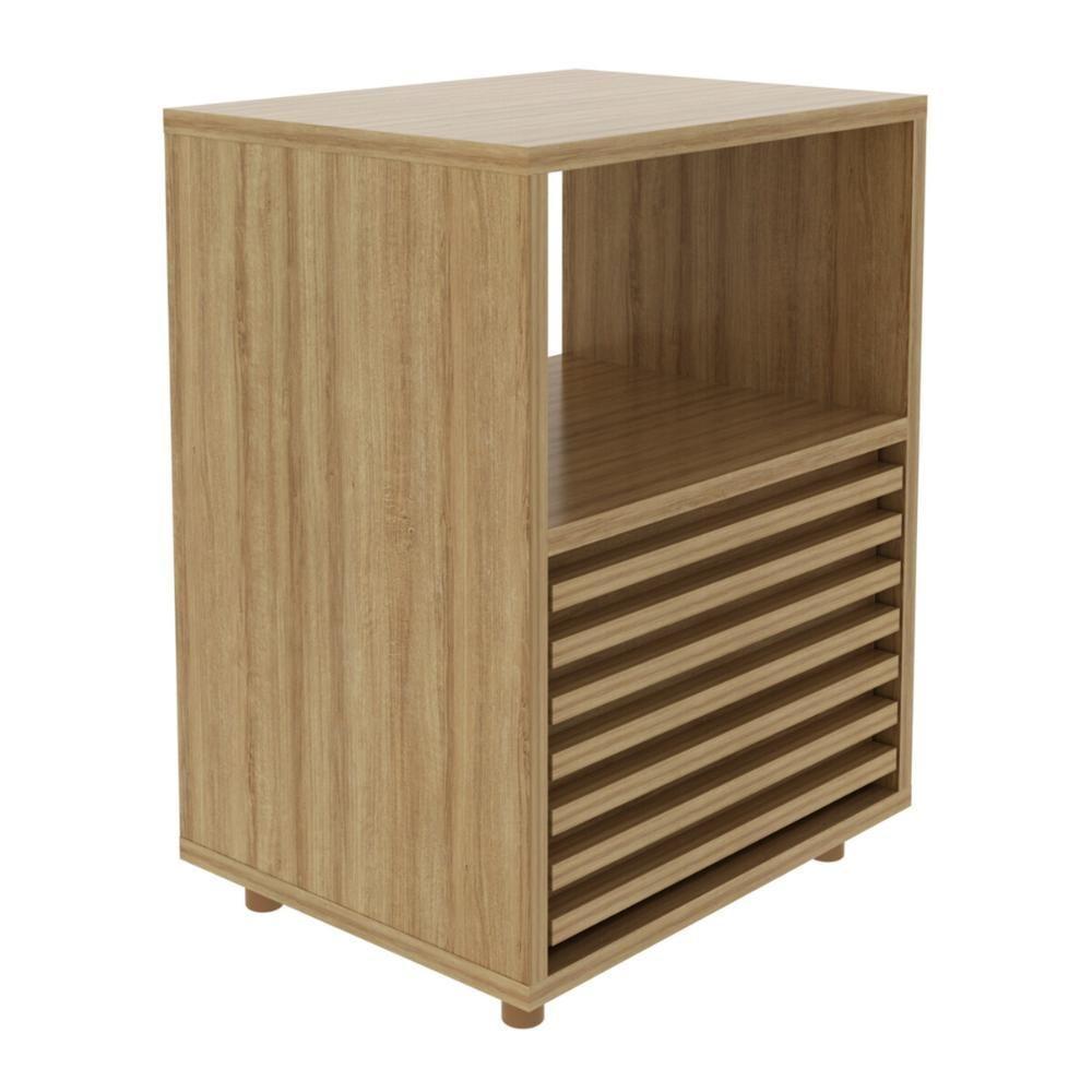 Mesa De Cabeceira 38,3cm Com 1 Gaveta Ripada Multimóveis Cr35246 Amêndoa - 3