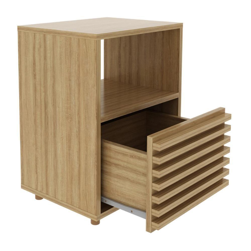 Mesa De Cabeceira 38,3cm Com 1 Gaveta Ripada Multimóveis Cr35246 Amêndoa - 4