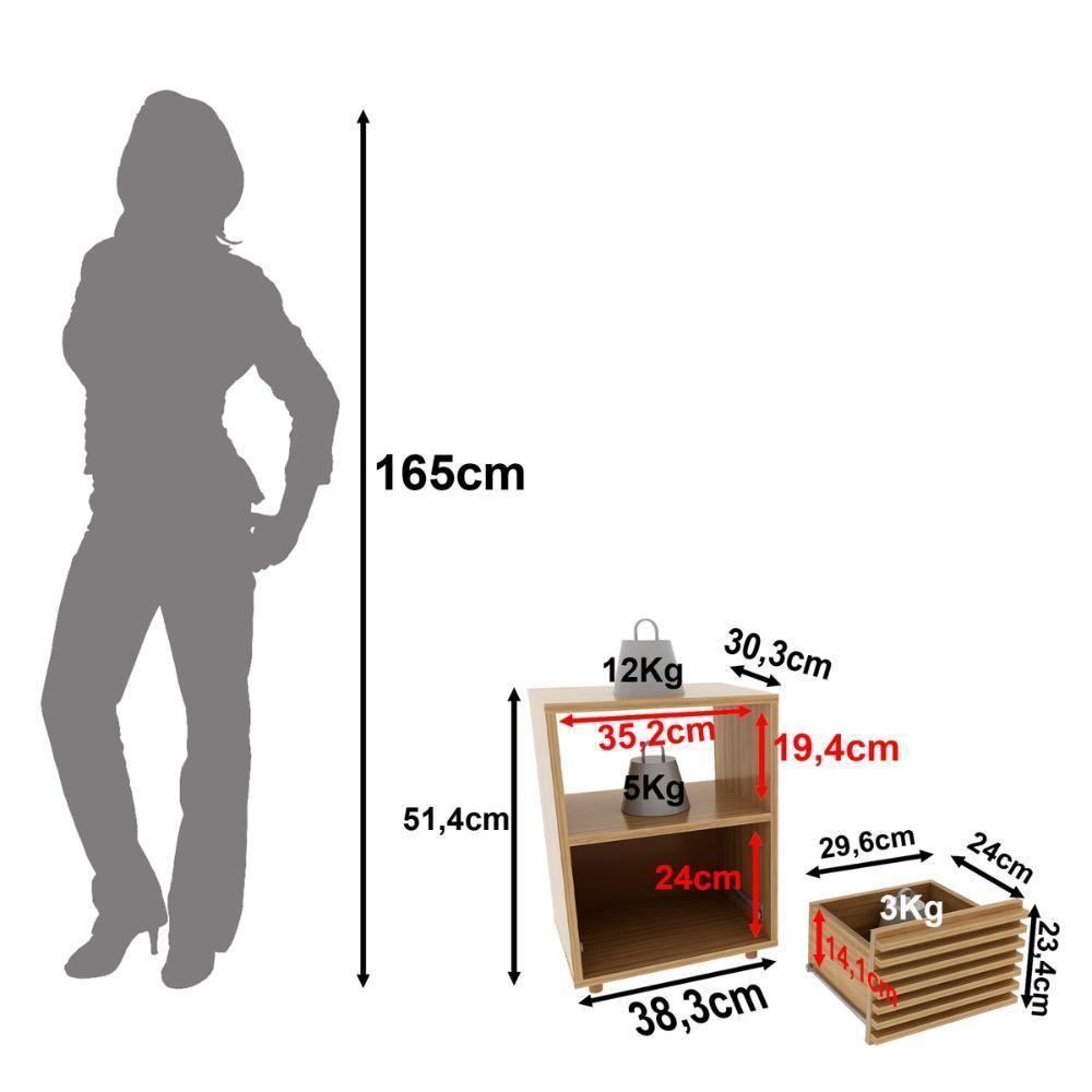 Mesa De Cabeceira 38,3cm Com 1 Gaveta Ripada Multimóveis Cr35246 Amêndoa - 7