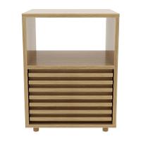 Mesa De Cabeceira 38,3cm Com 1 Gaveta Ripada Multimóveis Cr35246 Amêndoa - 1