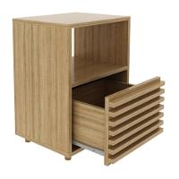 Mesa De Cabeceira 38,3cm Com 1 Gaveta Ripada Multimóveis Cr35246 Amêndoa