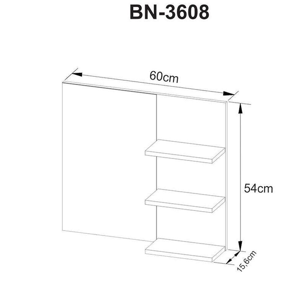 Balcão Gabinete Suspenso Bn3606 Com Espelho Para Banheiro Bn3608 Amendoa Branco - Tecnomobili - 2