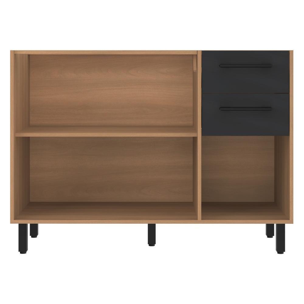 Balcão De Cozinha Gabinete Pia 120cm 3 Portas E 2 Gavetas Havana Multimóveis Cr20310 Rovere/grafite - 3