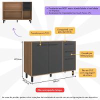 Balcão De Cozinha Gabinete Pia 120cm 3 Portas E 2 Gavetas Havana Multimóveis Cr20310 Rovere/grafite