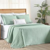 Cobre Leito Queen Verity 200 Fios Bordado 3 Peças - Menta - 1