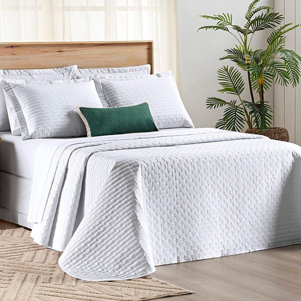 Cobre Leito Queen Verity 200 Fios Bordado 3 Peças - Branco - 1