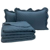 Cobre Leito King Bold Dupla Face 300 Fios 3 Peças - Azul - 1