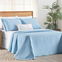 Cobre Leito Queen Verity 200 Fios Bordado 3 Peças - Céu - 1