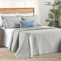 Cobre Leito Queen Verity 200 Fios Bordado 3 Peças - Cinza - 1