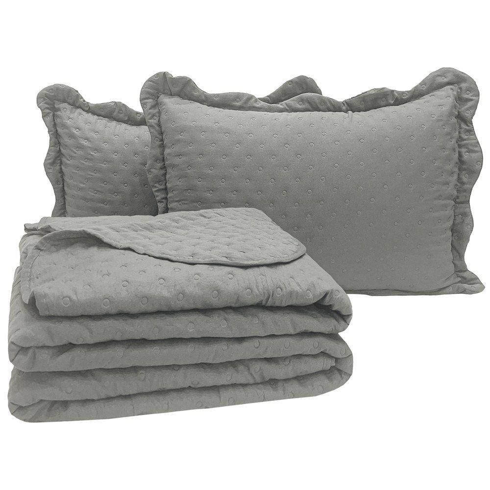 Cobre Leito King Bold Dupla Face 300 Fios 3 Peças - Chumbo - 1