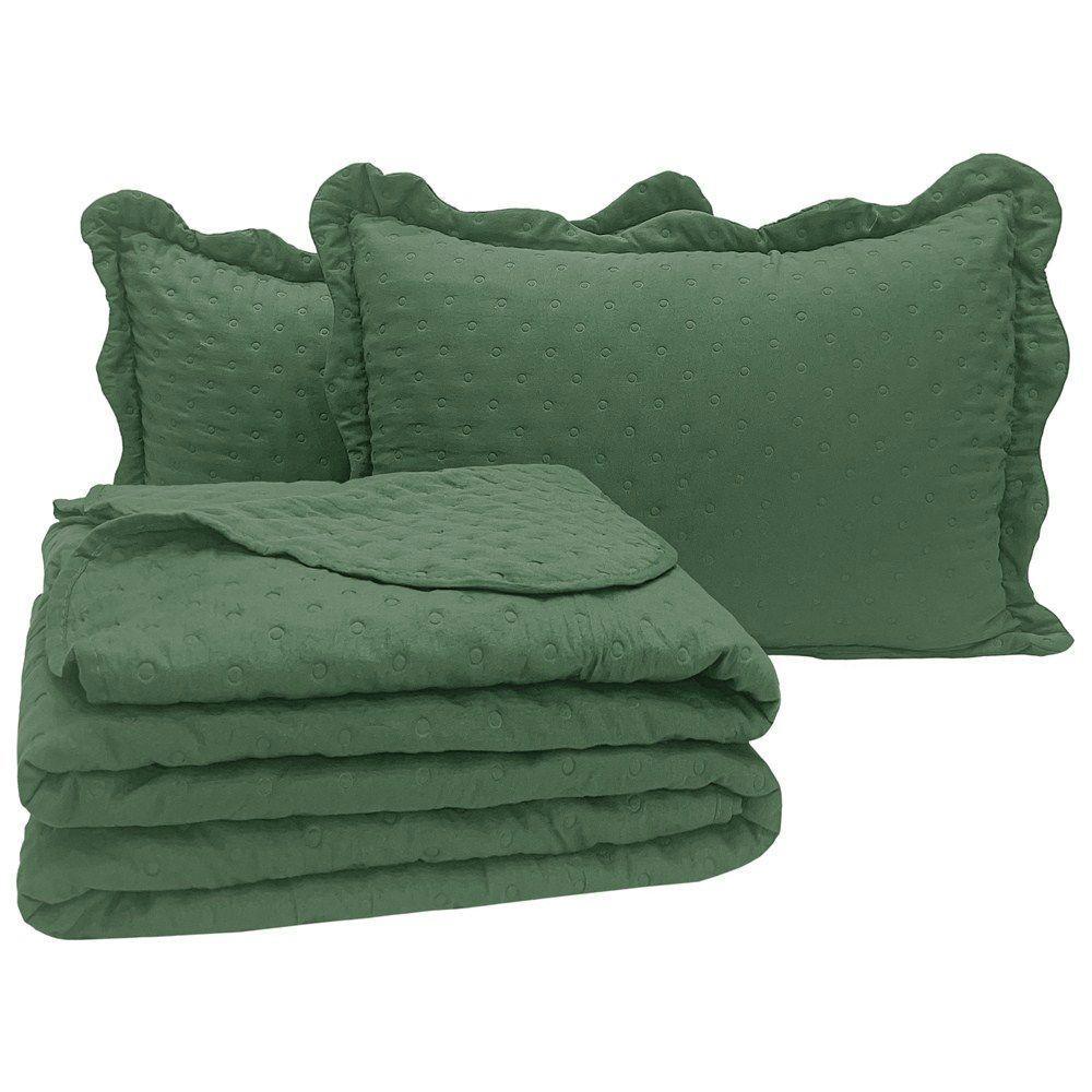 Cobre Leito King Bold Dupla Face 300 Fios 3 Peças - Esmeralda - 1