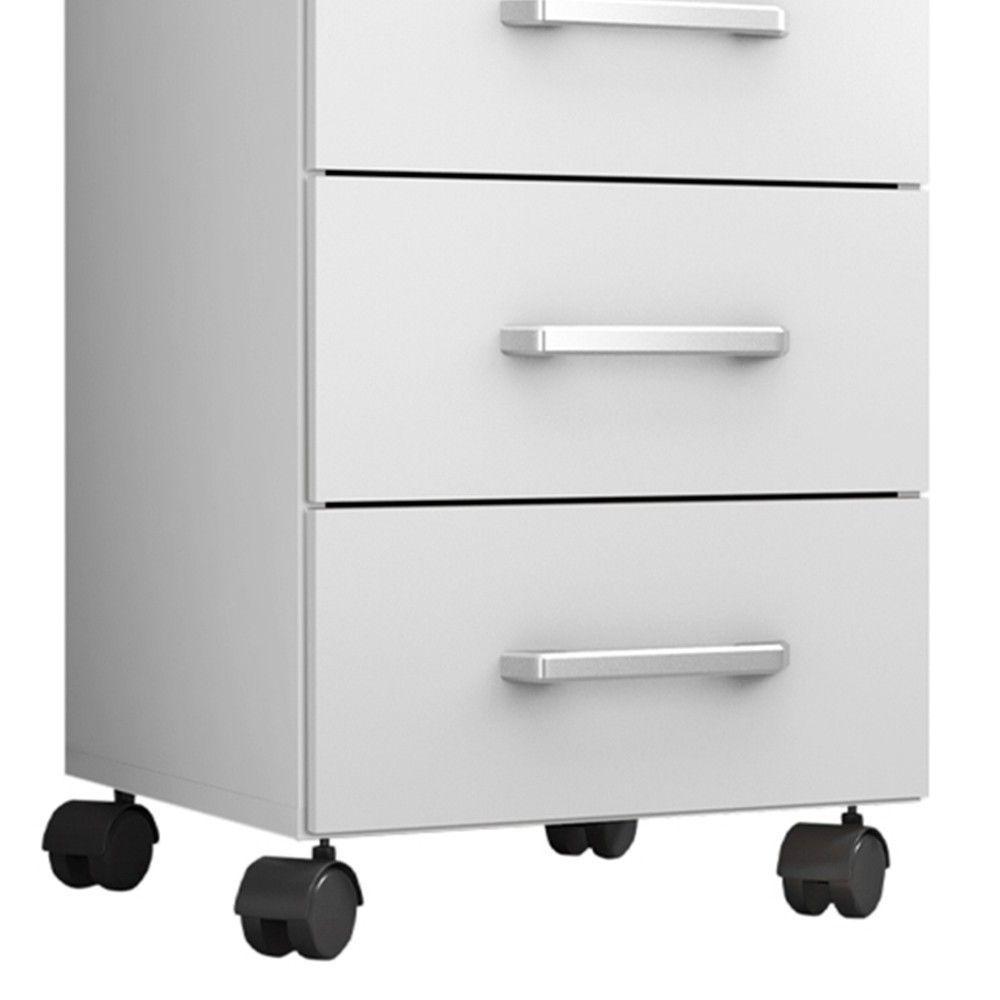 Gaveteiro Escritório 4 Gavetas Com Rodízios Kit 2 Gávea Branco Trama - 4