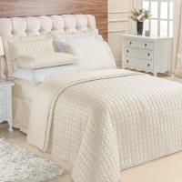 Kit Top Line Cobre Leito Queen 180 Fios + Jogo De Lençol - 7 Peças Marfim - 1