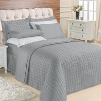 Kit Top Line Cobre Leito Queen 180 Fios + Jogo De Lençol - 7 Peças Cinza - 1