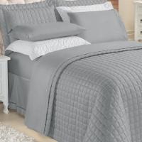 Kit Top Line Cobre Leito Queen 180 Fios + Jogo De Lençol - 7 Peças Cinza - 2