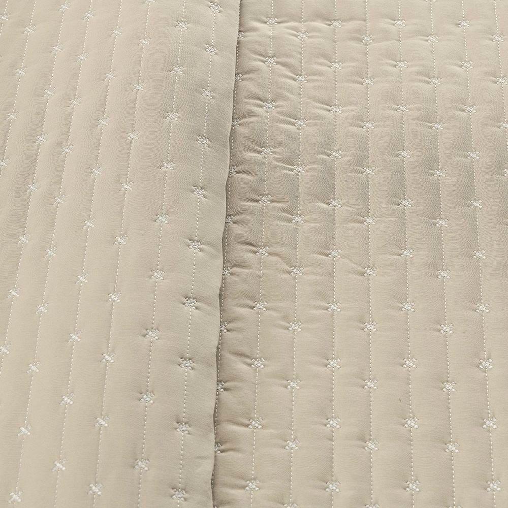 Cobre Leito Queen Verity 200 Fios Bordado 3 Peças - Caqui - 4