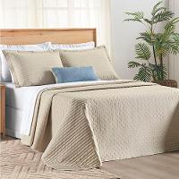 Cobre Leito Queen Verity 200 Fios Bordado 3 Peças - Caqui - 1