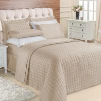 Kit Top Line Cobre Leito Queen 180 Fios + Jogo De Lençol - 7 Peças Caqui - 1