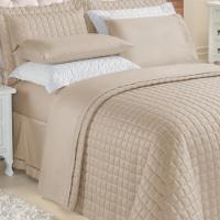 Kit Top Line Cobre Leito Queen 180 Fios + Jogo De Lençol - 7 Peças Caqui - 2