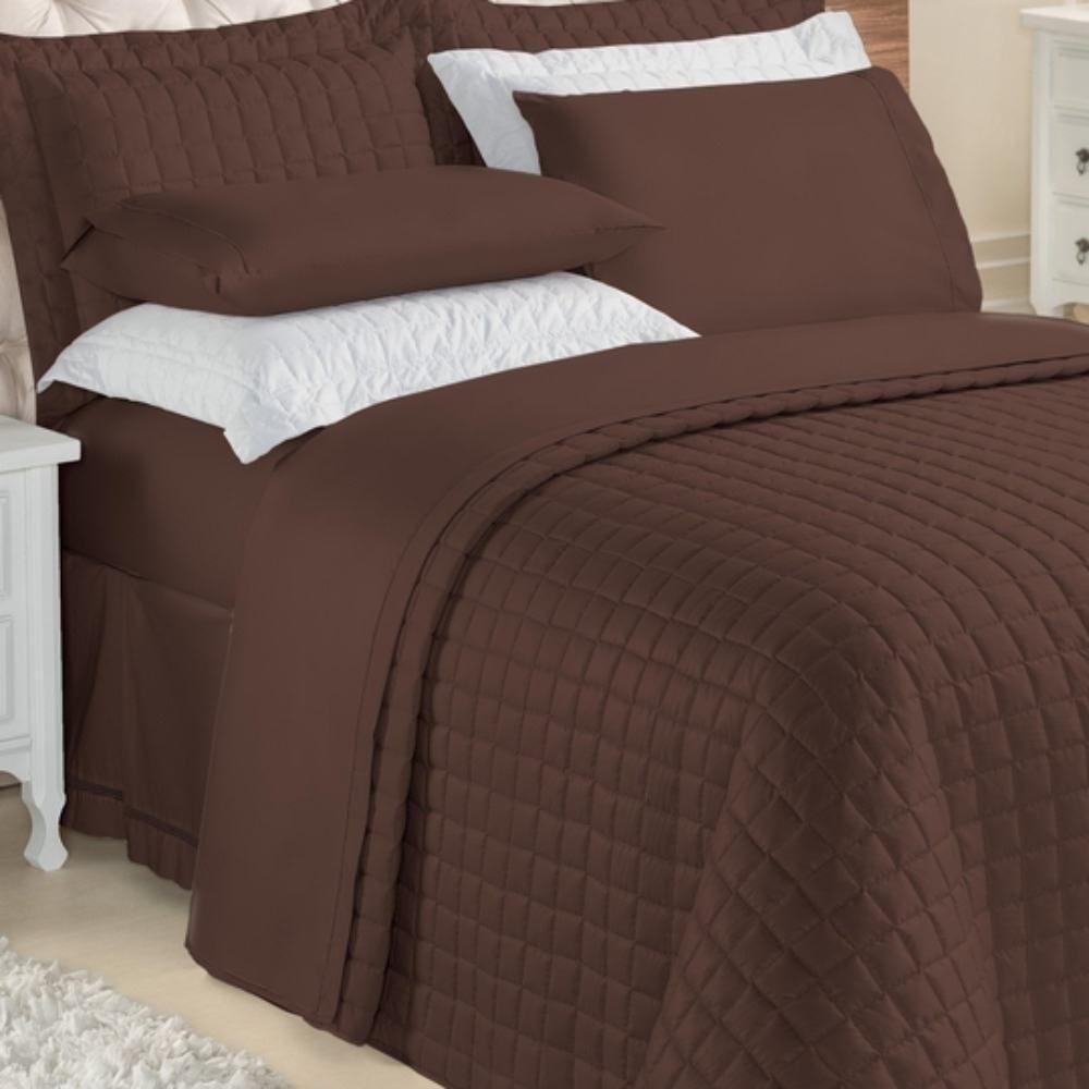 Kit Top Line Cobre Leito Queen 180 Fios + Jogo De Lençol - 7 Peças Tabaco - 2