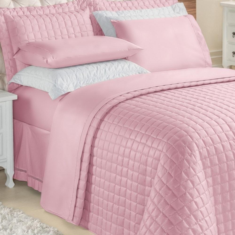 Kit Top Line Cobre Leito Queen 180 Fios + Jogo De Lençol - 7 Peças Rose - 2