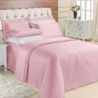 Kit Top Line Cobre Leito Queen 180 Fios + Jogo De Lençol - 7 Peças Rose - 1