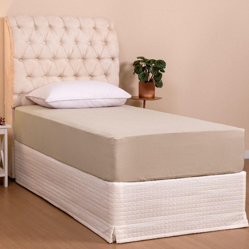 Jogo De Lençol Solteiro Linea Percal 200 Fios 2 Peças - Bege - 1