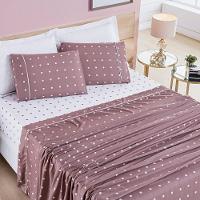 Jogo De Cama Lençol 200 Fios Petit Poá Queen 04 Peças - Rose - 2