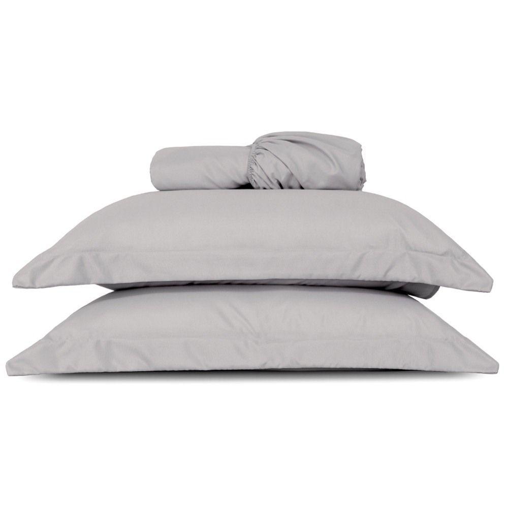 Jogo De Lençol Queen Slim Percal 200 Fios 3 Peças - Cinza - 1