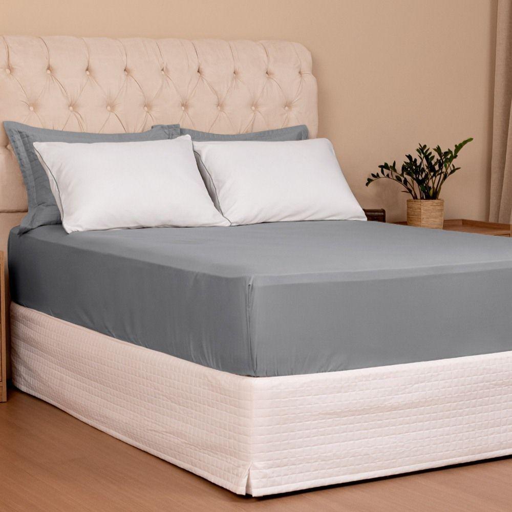 Jogo De Lençol Queen Linea Percal 200 Fios 3 Peças - Cinza - 3