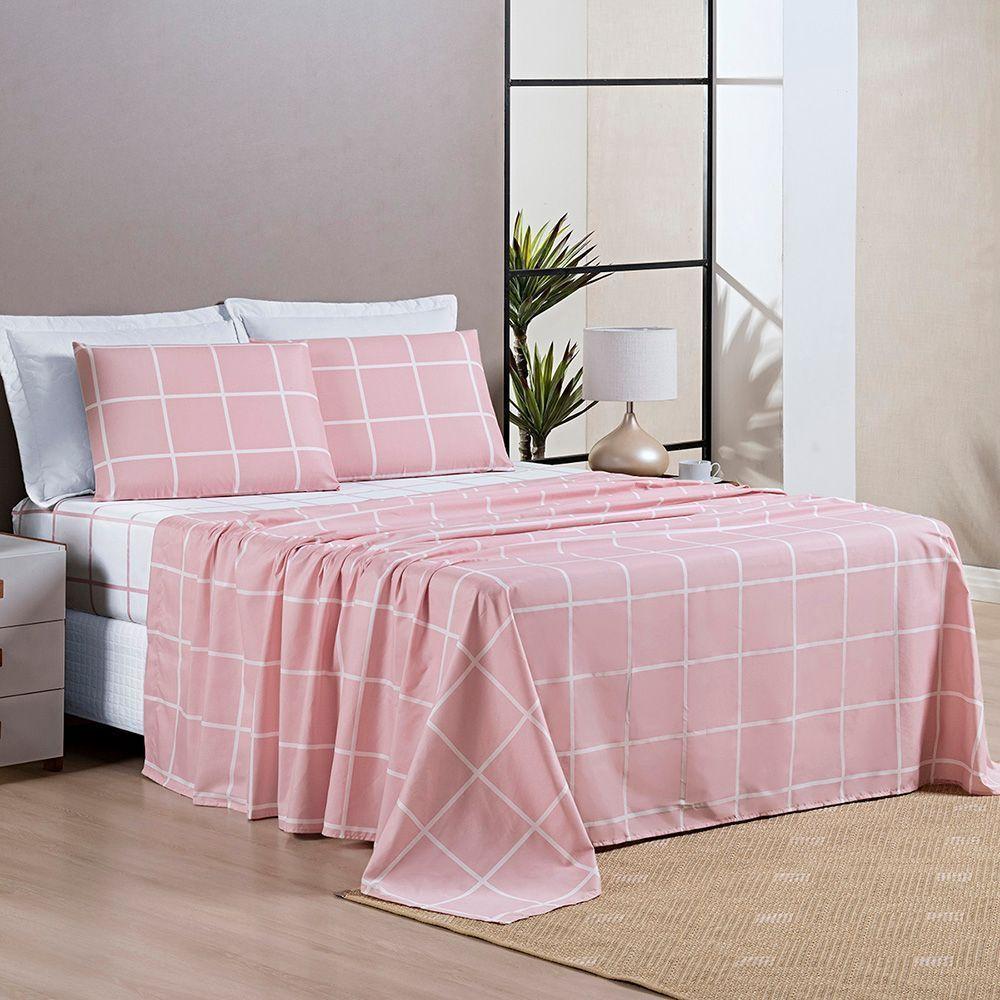 Jogo De Cama Austin Casal Padrão 04 Peças - Rosa - 1